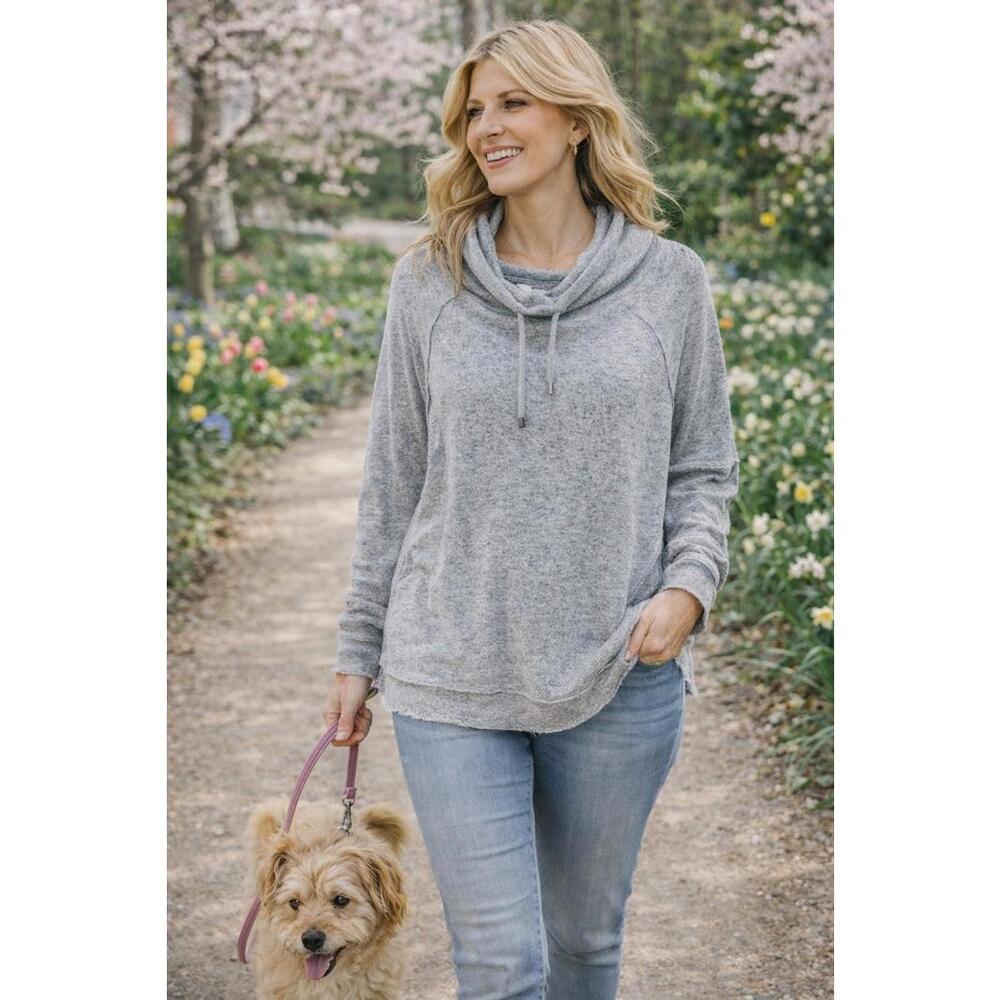 Cozy Grey Cowl Neck Sweater - Size 3X